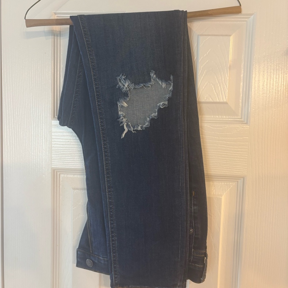 Free People Dark Blue Distressed Skinny Jeans